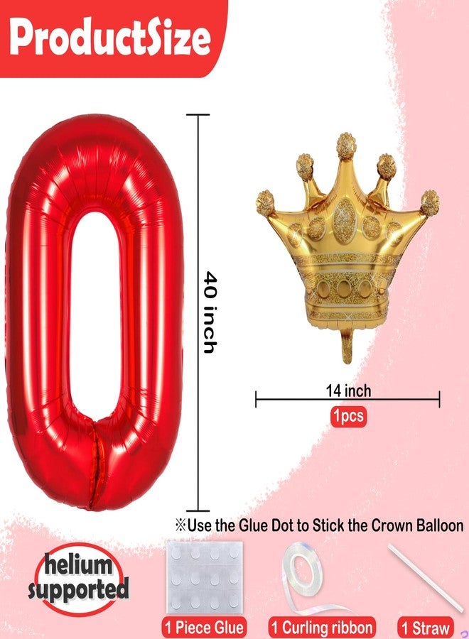 Florisland Red 7 Balloon Number 40 inch Crown Red Birthday Decor for Girls Princess Foil Mylar Big Party Balloons 7 Birthday Balloon for 7th Party Decorations Supplies(Number 7 balloons) - Image 2